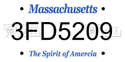 3FD5209 Massachusetts License Plate