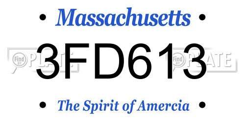 3FD613 Massachusetts License Plate