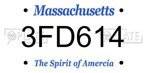 3FD614 Massachusetts License Plate