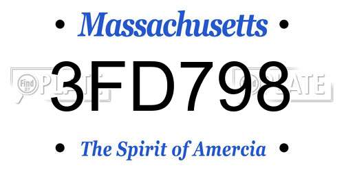 3FD798 Massachusetts License Plate