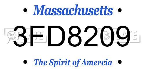 3FD8209 Massachusetts License Plate