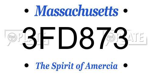 3FD873 Massachusetts License Plate