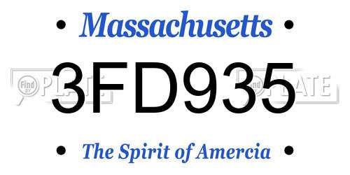 3FD935 Massachusetts License Plate