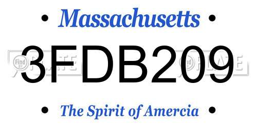 3FDB209 Massachusetts License Plate