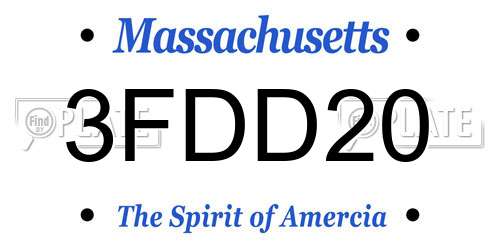 3FDD20 Massachusetts License Plate