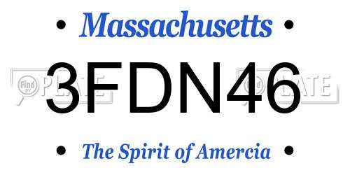 3FDN46 Massachusetts License Plate