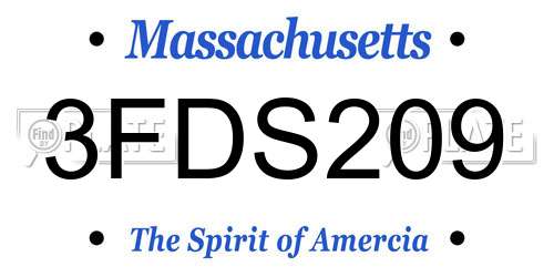3FDS209 Massachusetts License Plate