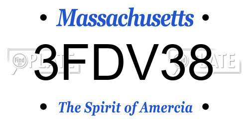 3FDV38 Massachusetts License Plate