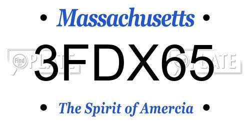 3FDX65 Massachusetts License Plate