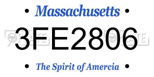 3FE2806 Massachusetts License Plate