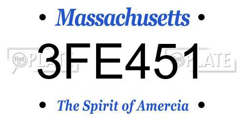 3FE451 Massachusetts License Plate