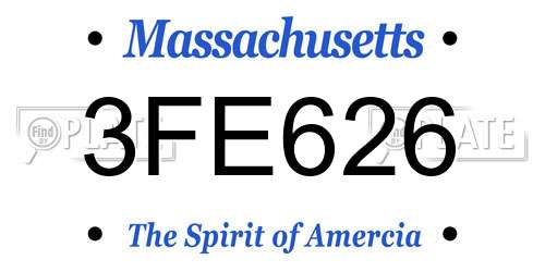 3FE626 Massachusetts License Plate
