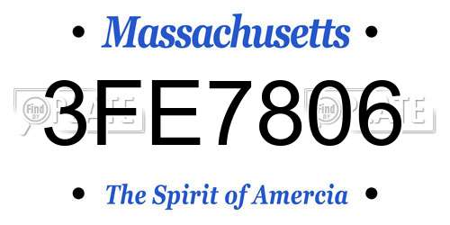 3FE7806 Massachusetts License Plate