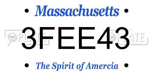 3FEE43 Massachusetts License Plate