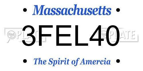 3FEL40 Massachusetts License Plate