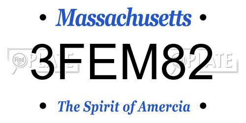 3FEM82 Massachusetts License Plate