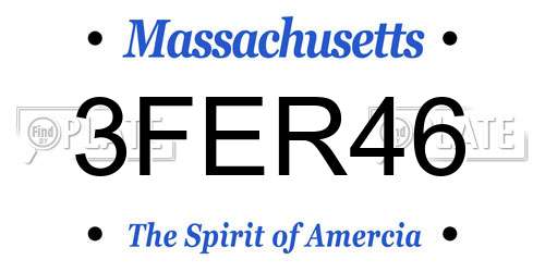 3FER46 Massachusetts License Plate