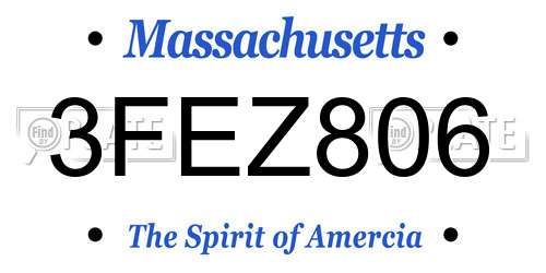 3FEZ806 Massachusetts License Plate