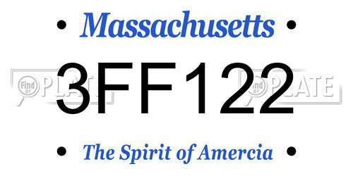 3FF122 Massachusetts License Plate