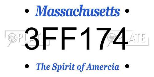3FF174 Massachusetts License Plate