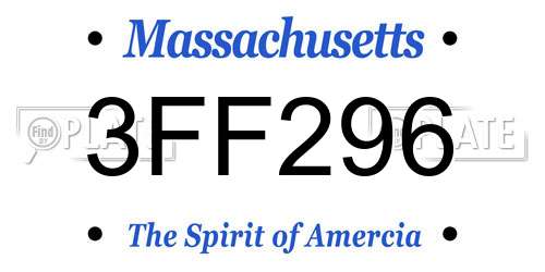 3FF296 Massachusetts License Plate