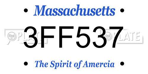 3FF537 Massachusetts License Plate