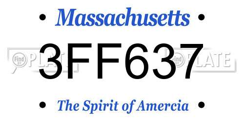 3FF637 Massachusetts License Plate