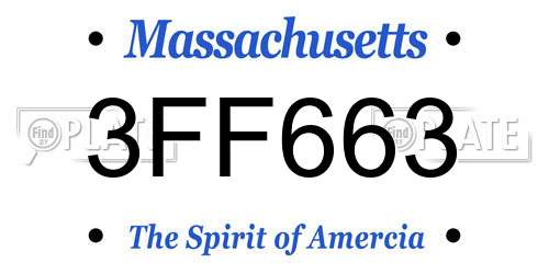 3FF663 Massachusetts License Plate