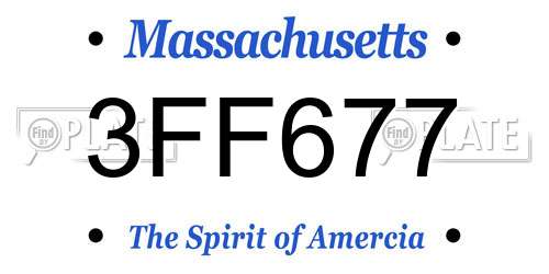 3FF677 Massachusetts License Plate