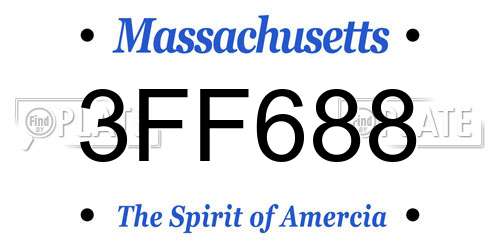 3FF688 Massachusetts License Plate