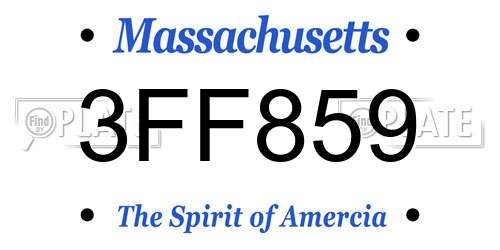 3FF859 Massachusetts License Plate