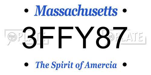 3FFY87 Massachusetts License Plate