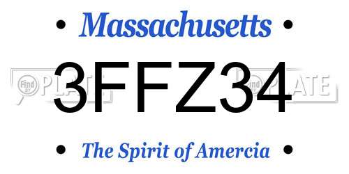 3FFZ34 Massachusetts License Plate