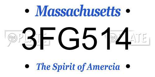 3FG514 Massachusetts License Plate