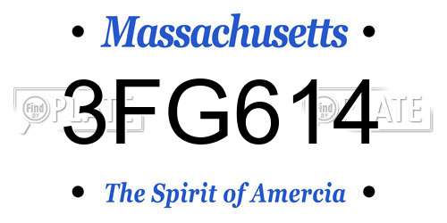 3FG614 Massachusetts License Plate
