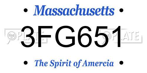 3FG651 Massachusetts License Plate
