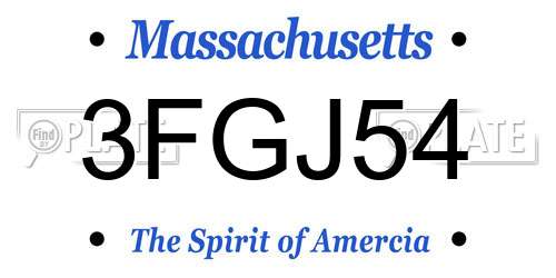 3FGJ54 Massachusetts License Plate
