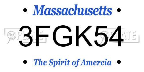 3FGK54 Massachusetts License Plate