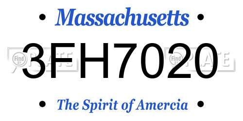 3FH7020 Massachusetts License Plate
