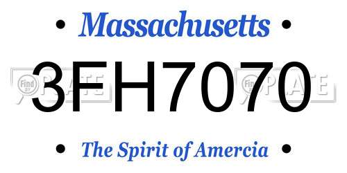 3FH7070 Massachusetts License Plate