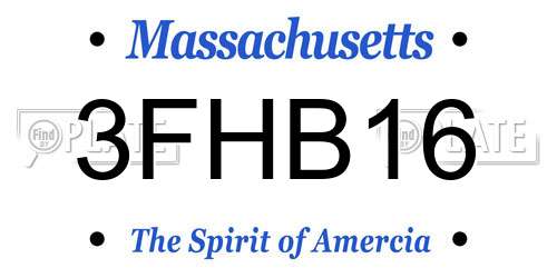 3FHB16 Massachusetts License Plate