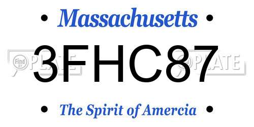 3FHC87 Massachusetts License Plate