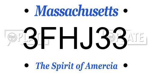 3FHJ33 Massachusetts License Plate