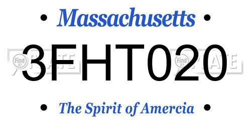 3FHT020 Massachusetts License Plate