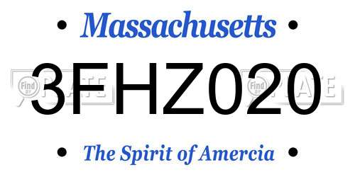 3FHZ020 Massachusetts License Plate
