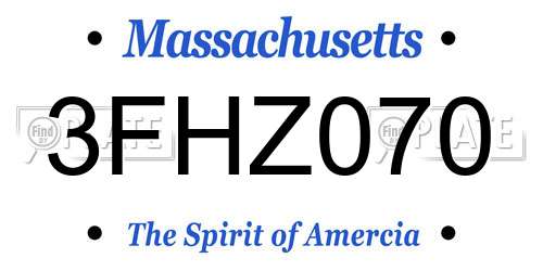3FHZ070 Massachusetts License Plate