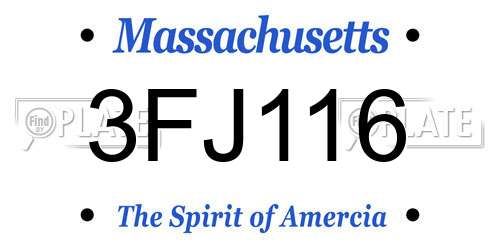 3FJ116 Massachusetts License Plate