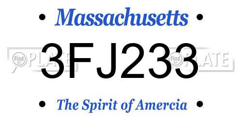 3FJ233 Massachusetts License Plate