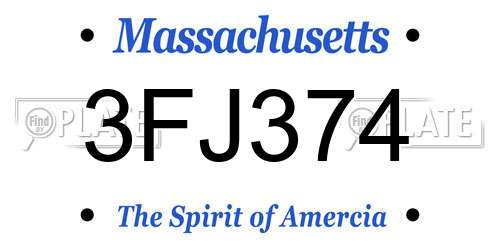 3FJ374 Massachusetts License Plate
