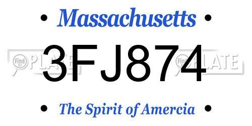 3FJ874 Massachusetts License Plate